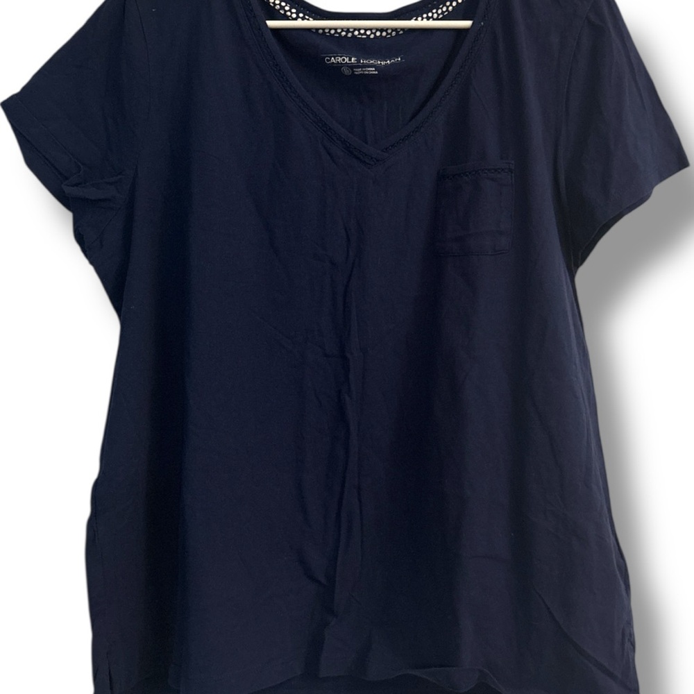 Midnight by Carole Hochman Blue Boxy Short Sleeve T-Shirt